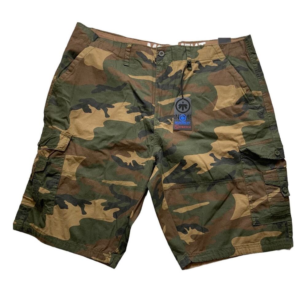 Monument Camo Cargo Shorts Men 42 Utility Hiking Stretch Outdoor NWT